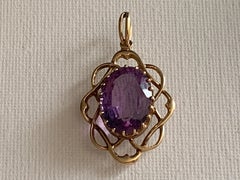 9ct Gold Large 7.52 Carat Amethyst Pendant