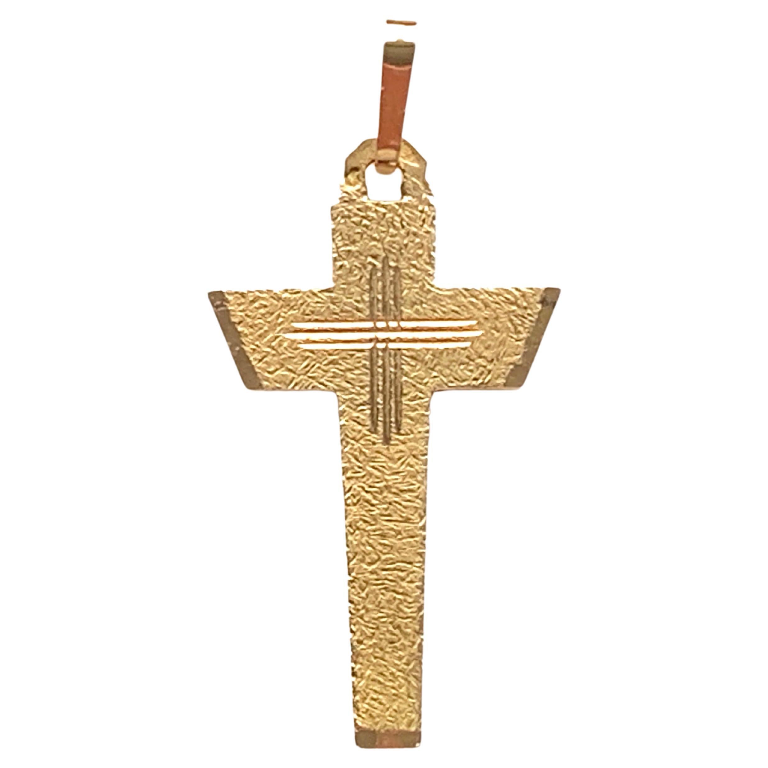 18ct Gold Modernist Design Cross For Sale