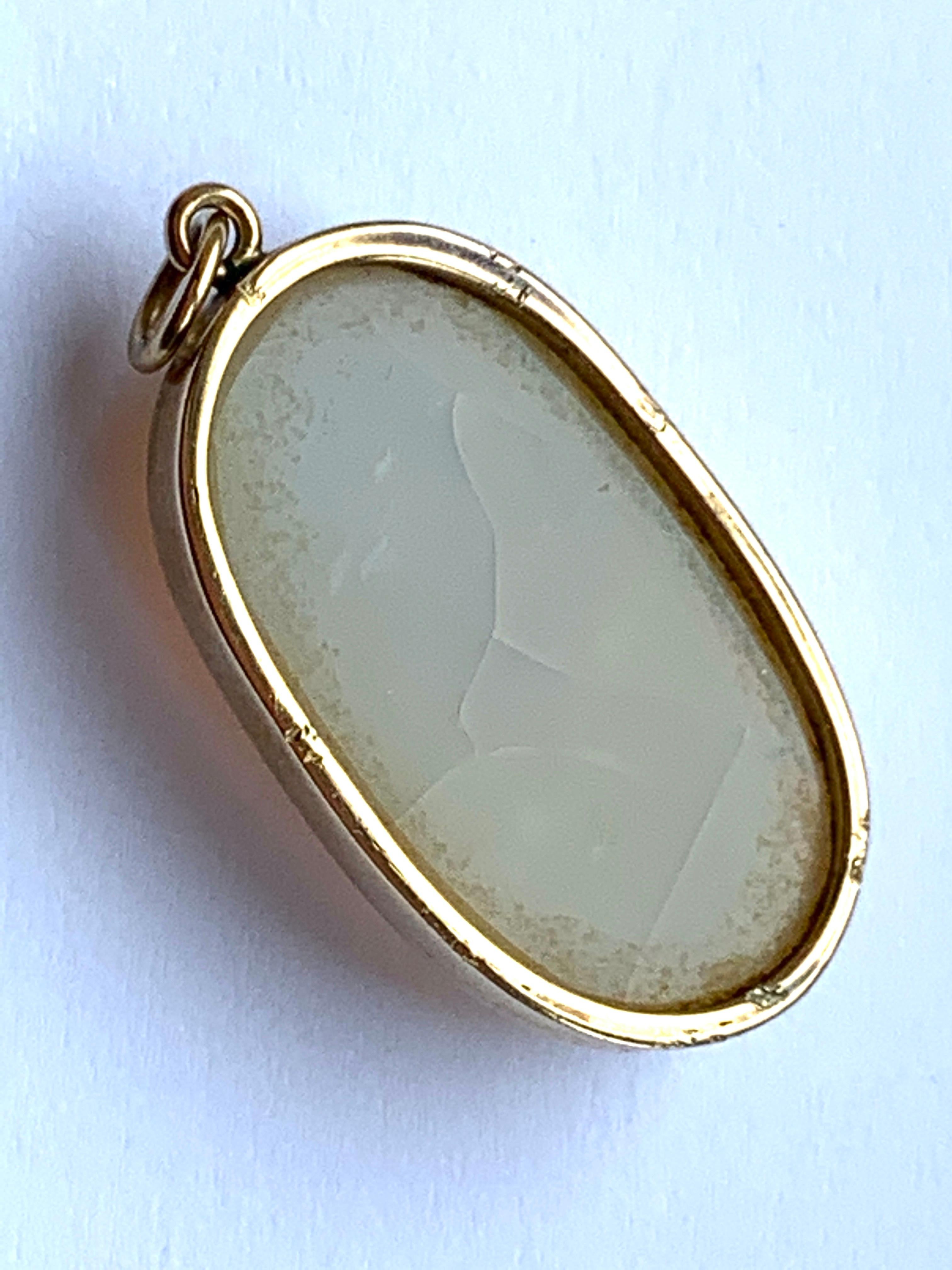 Women's or Men's 9 Carat Gold Natural Crazed Opal Pendant For Sale