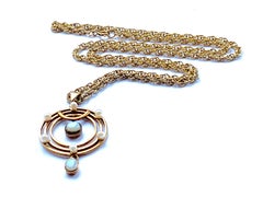 9ct Gold Opal & Pearl Pendant on a 9ct Gold Chain