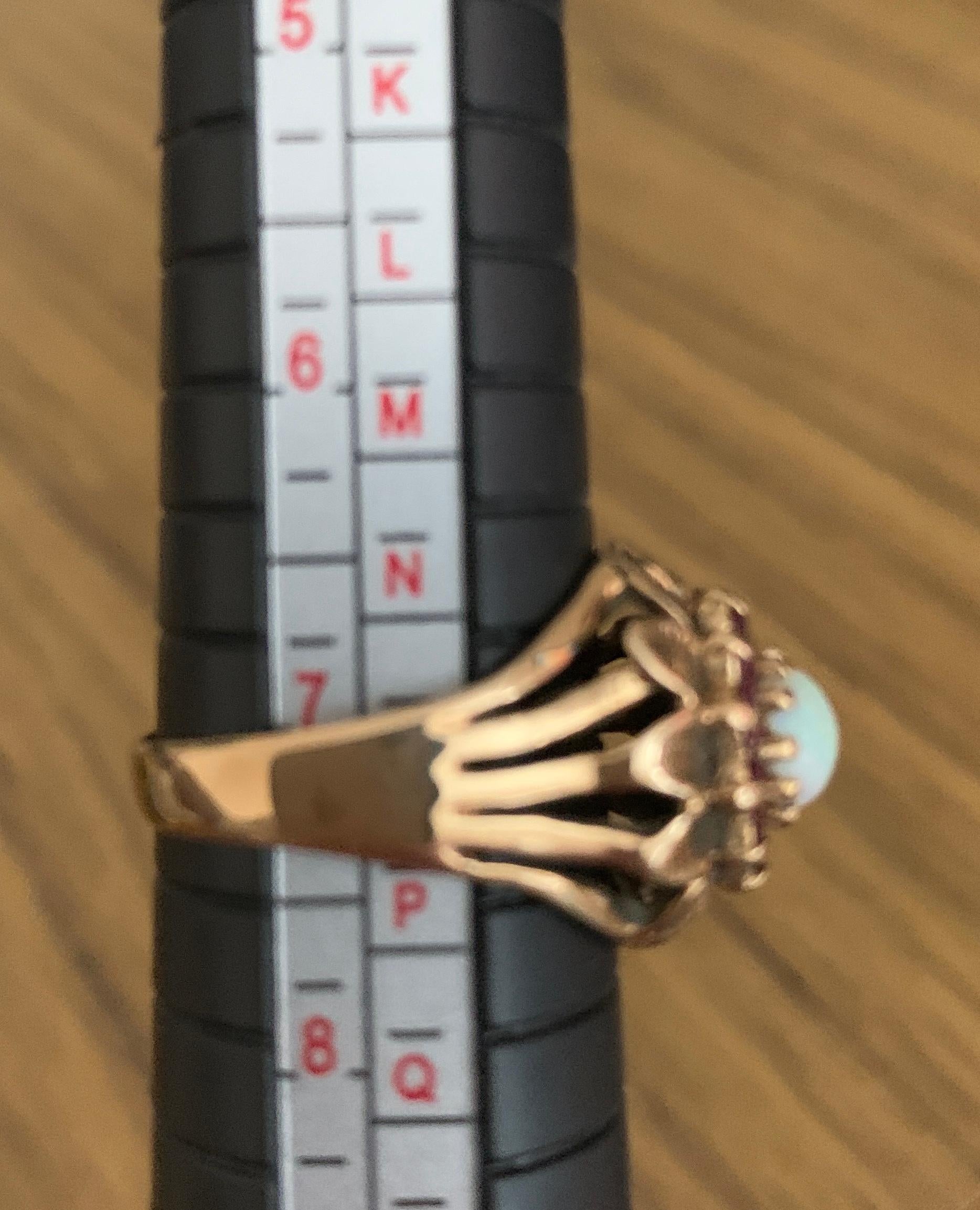 9ct Gold Opal & Ruby Ring For Sale 4