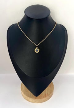 9ct Gold, Sapphire & Diamond, Lucky Horseshoe Pendant Necklace, Circa 1880