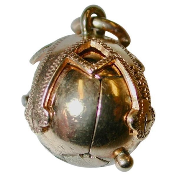 9 Ct Gold & Silver Masonic Ball Orb Pendant Dated Circa 1930, John Henry Wynn