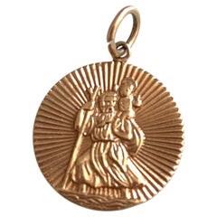 9ct Gold St. Christopher Starburst design Pendant