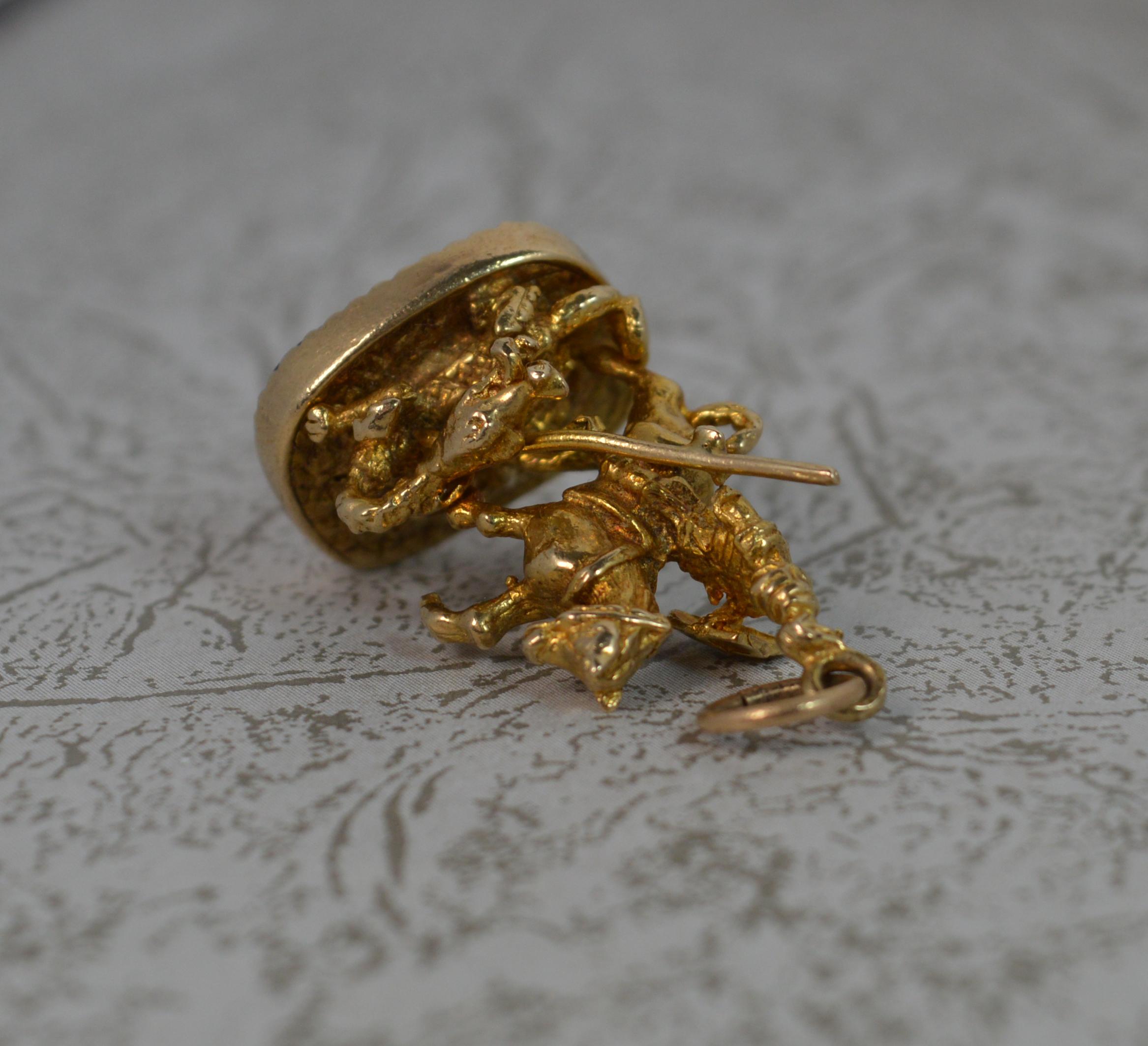 9 Carat Gold St George and the Dragon Seal Pendant 2