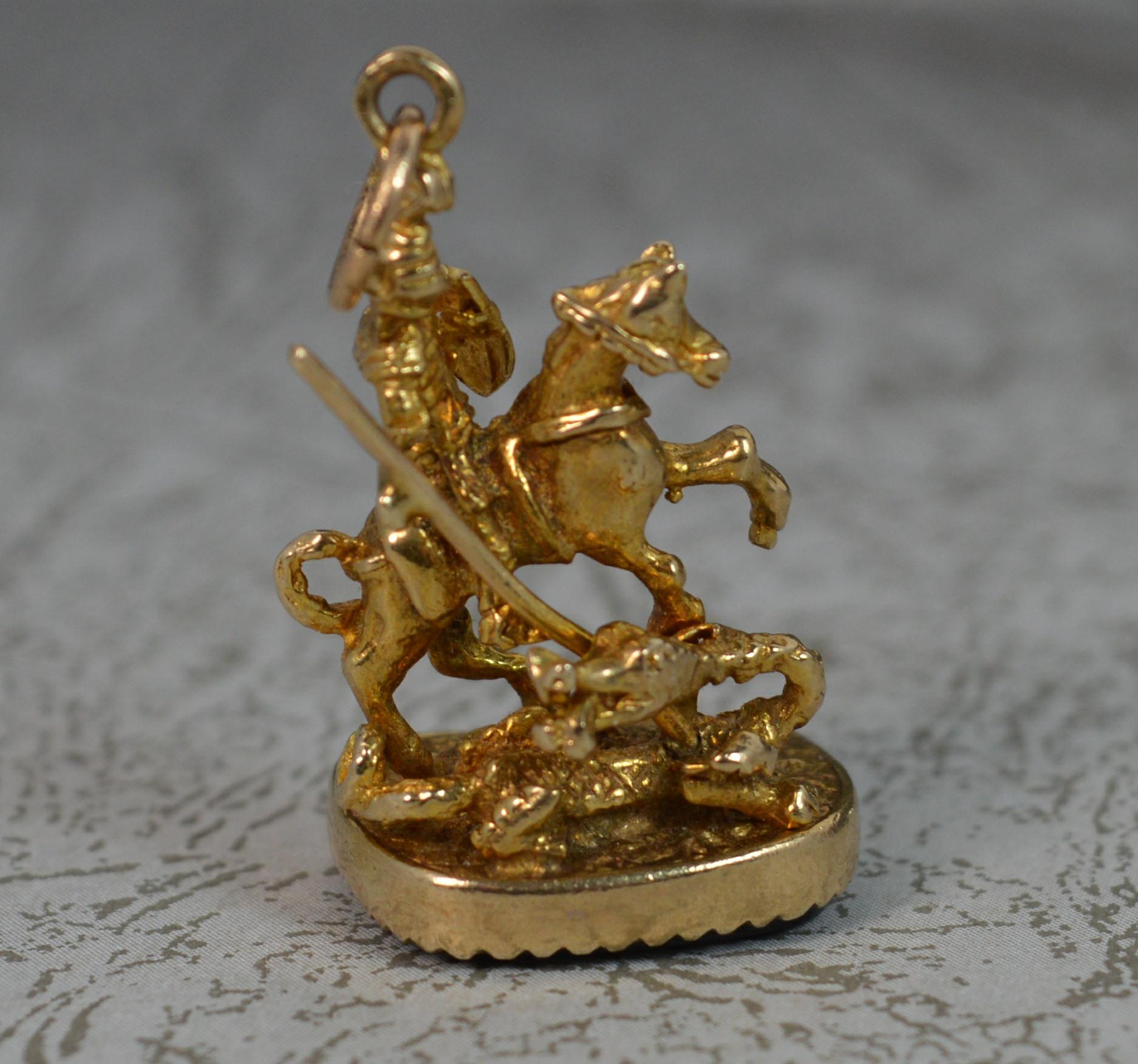 9 Carat Gold St George and the Dragon Seal Pendant 4