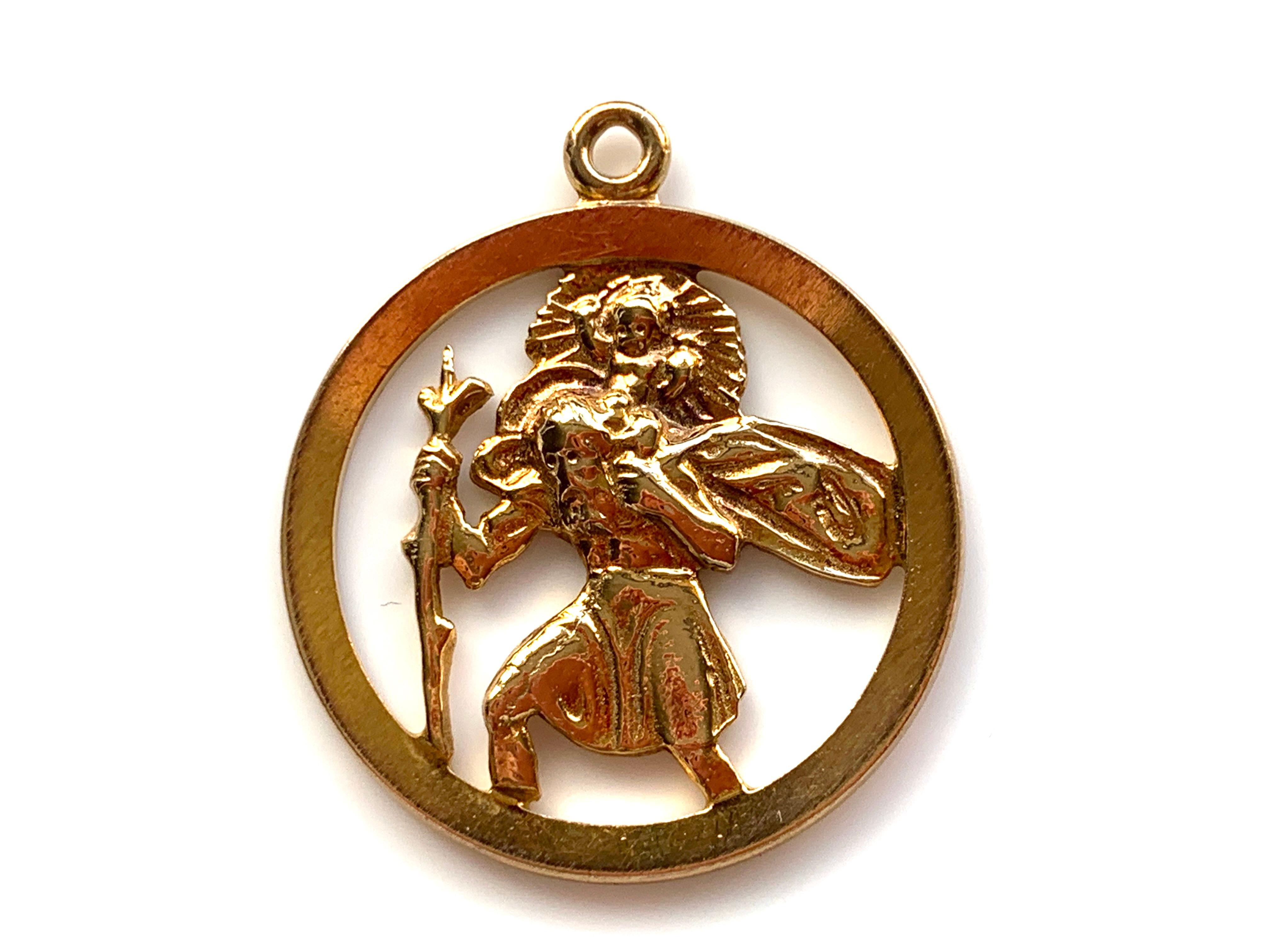 Beautiful Vintage 
9ct Gold St.Christopher 
quite Large
Fully Hallmarked
S&K goldsmiths - Moses & Salkind
Mid Century