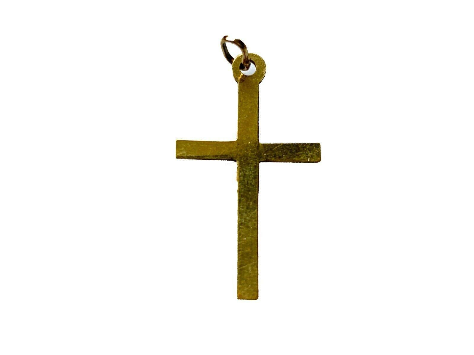 9ct Gold Texturally Engraved Cross In Good Condition For Sale In London, GB