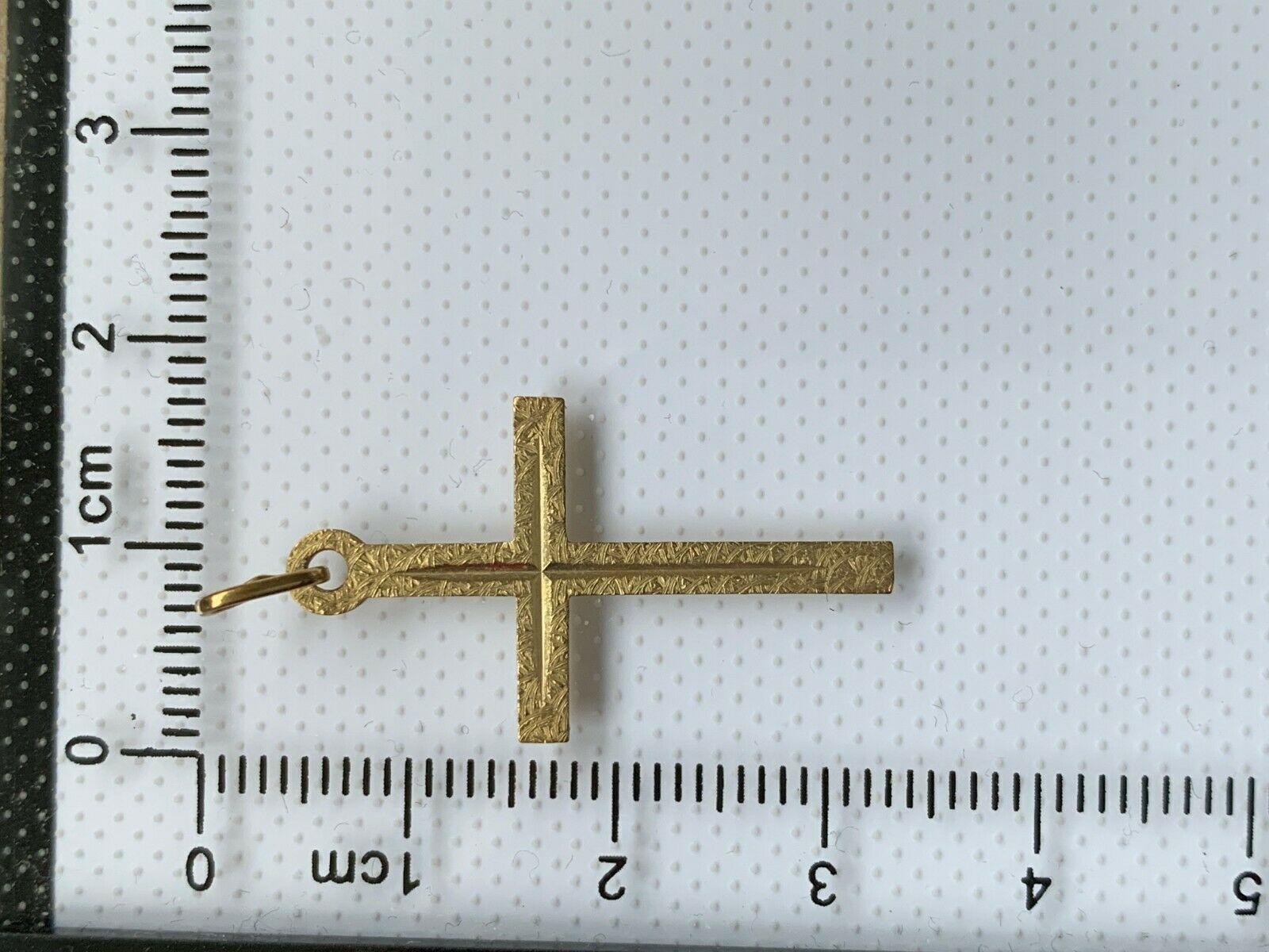 Women's or Men's 9ct Gold Texturally Engraved Cross For Sale