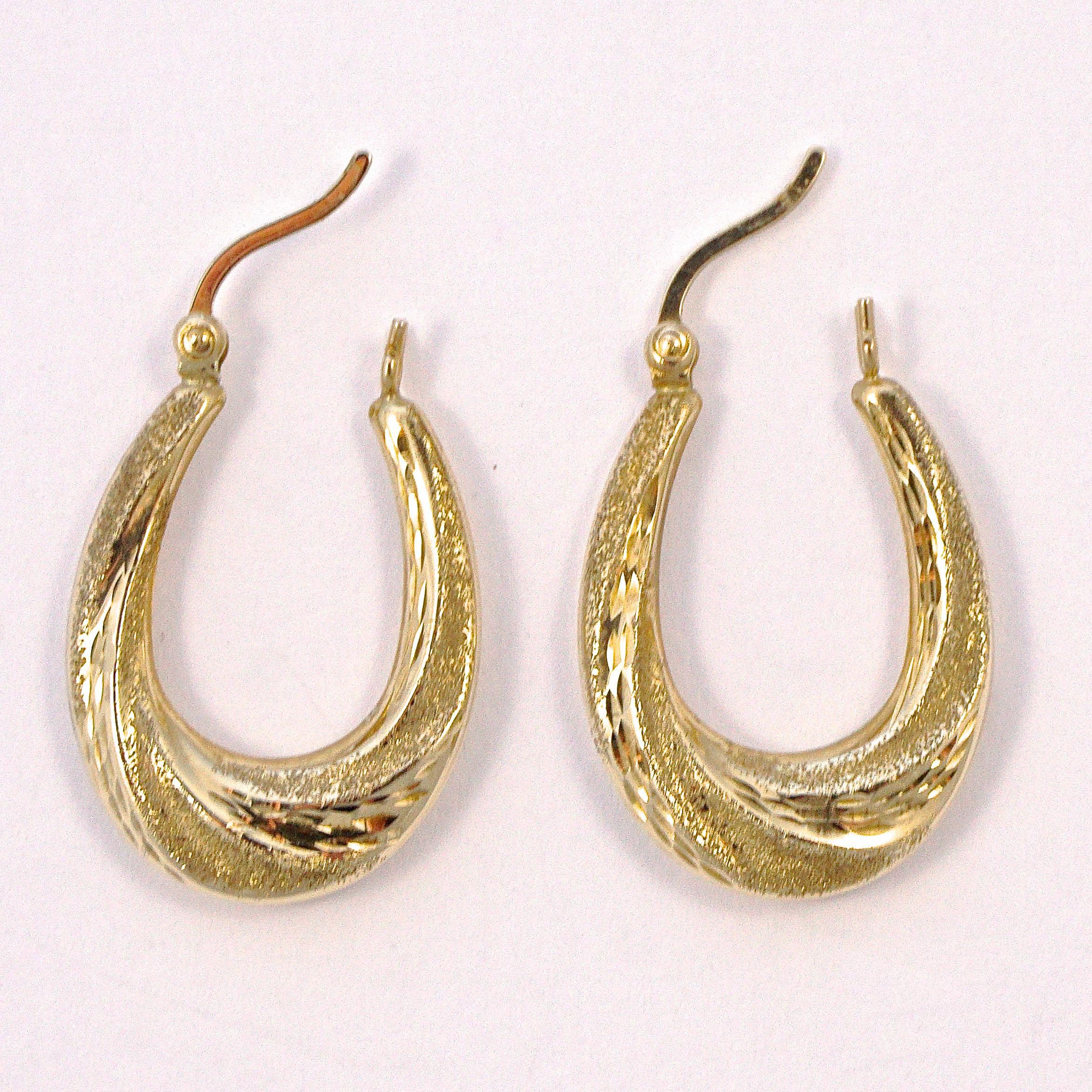 9ct gold oval hoop earrings