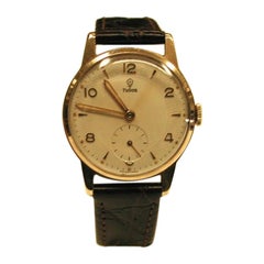 9 Carat Gold Tudor Watch with 15 Ruby Tudor Movement and Dennison Case, 1953