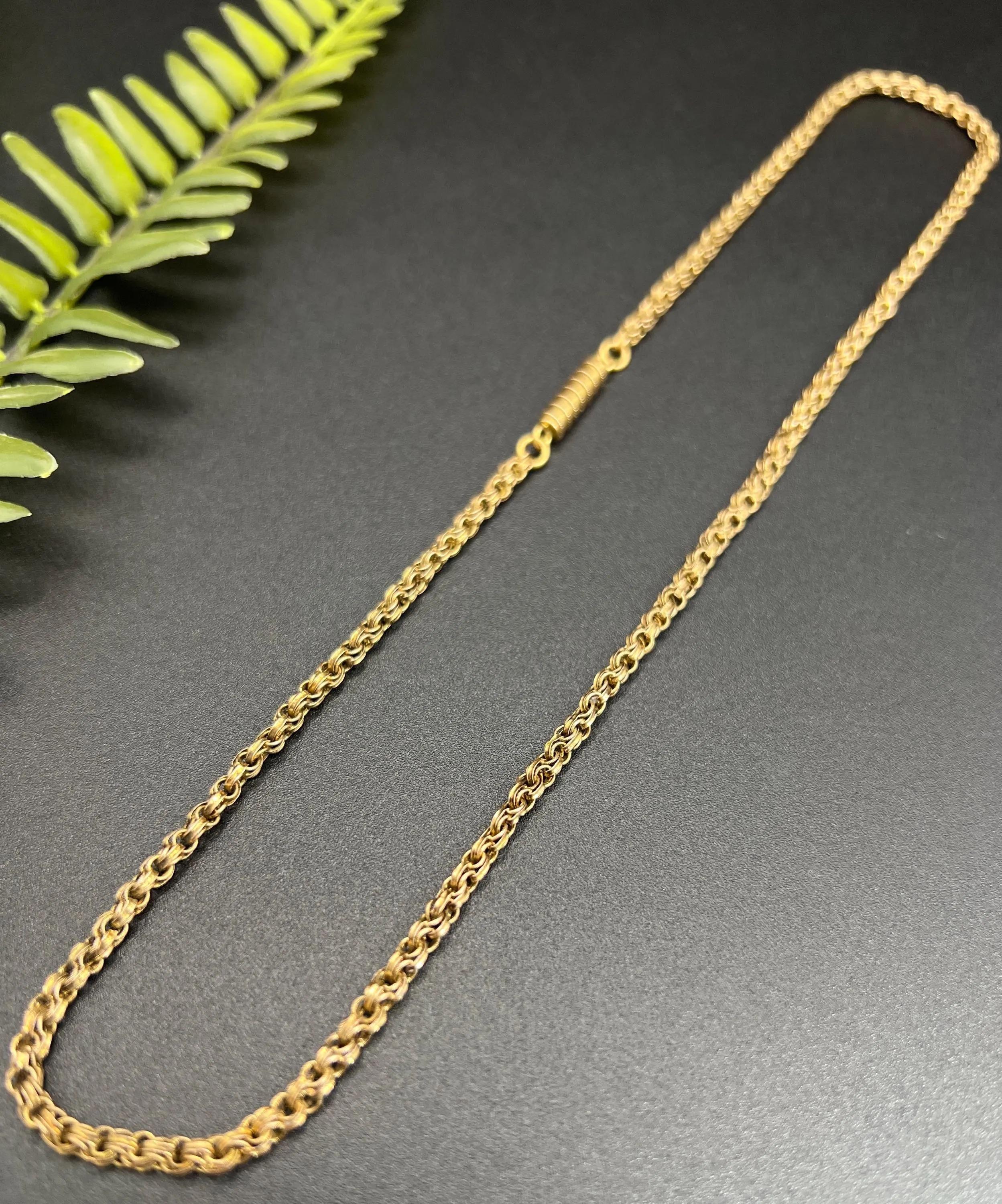 9ct Gold Victorian 18 1/4 Inch Fancy Double Belcher Link Chain with Barrel Clasp 2