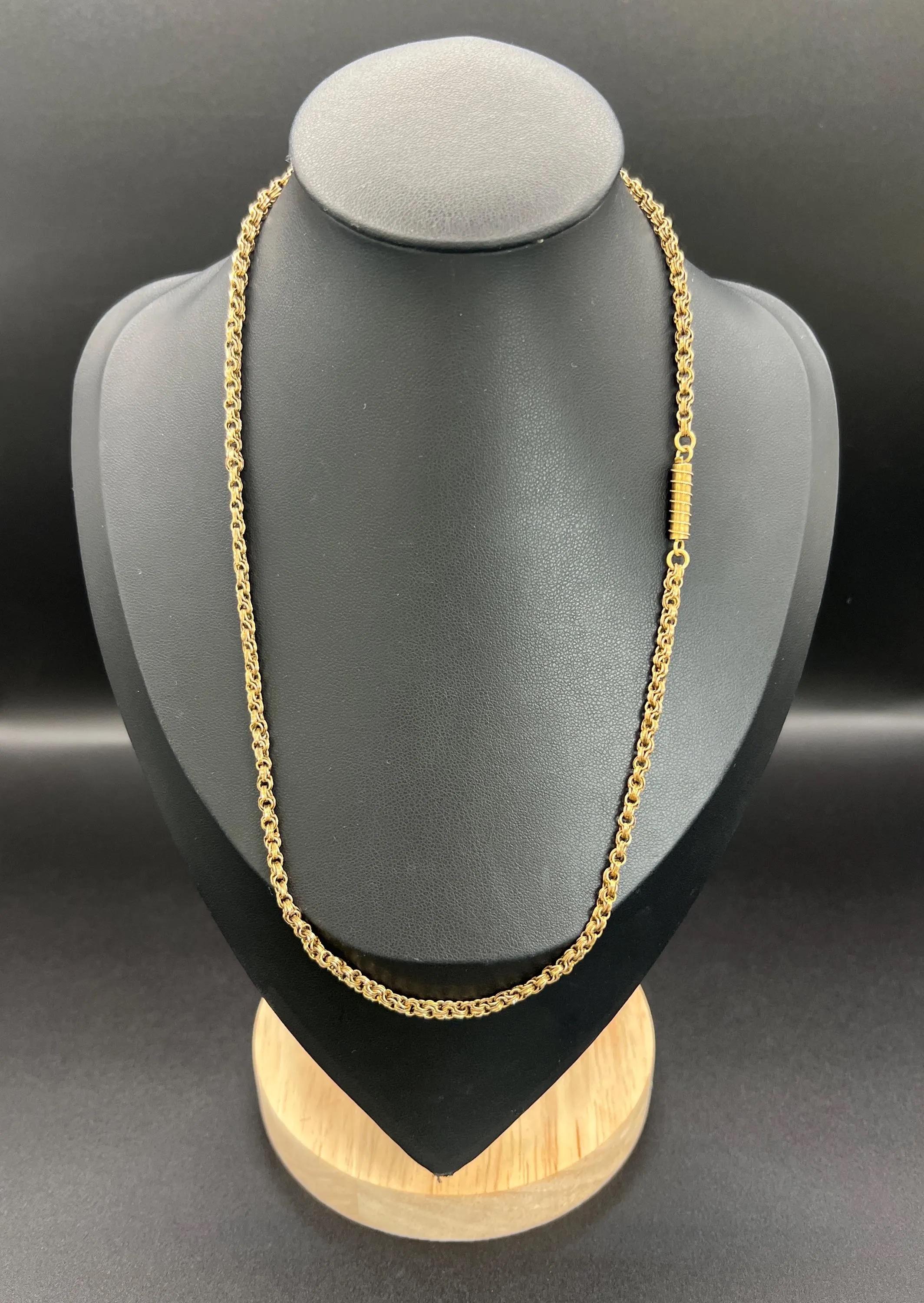 9ct Gold Victorian 18 1/4 Inch Fancy Double Belcher Link Chain with Barrel Clasp 4