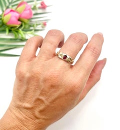 9ct Gold Victorian Garnet & Seed Pearl Five Stone Ring, Hallmarked Chester 1889