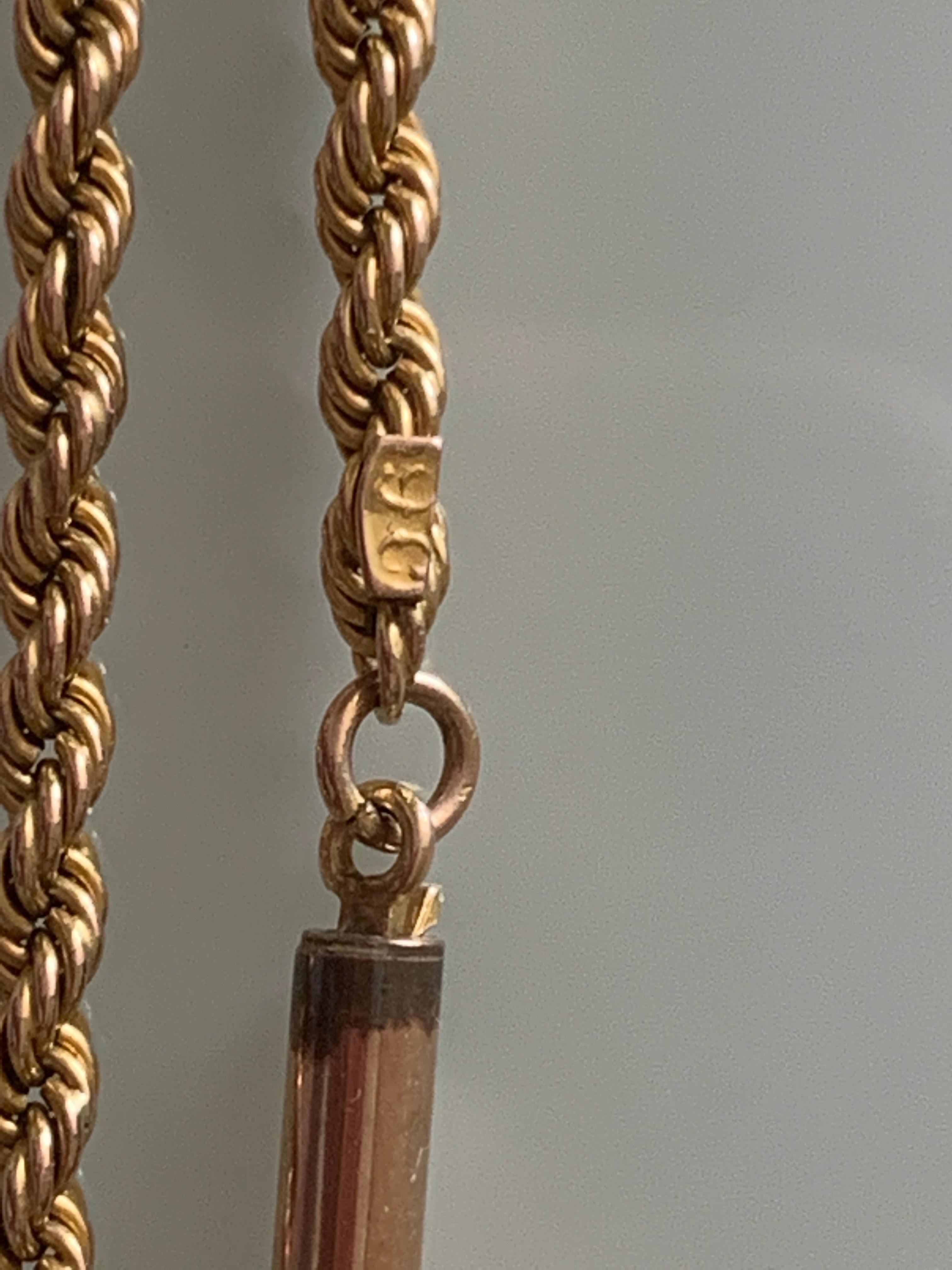 Late Victorian 9 Carat Gold Victorian Rope Chain For Sale