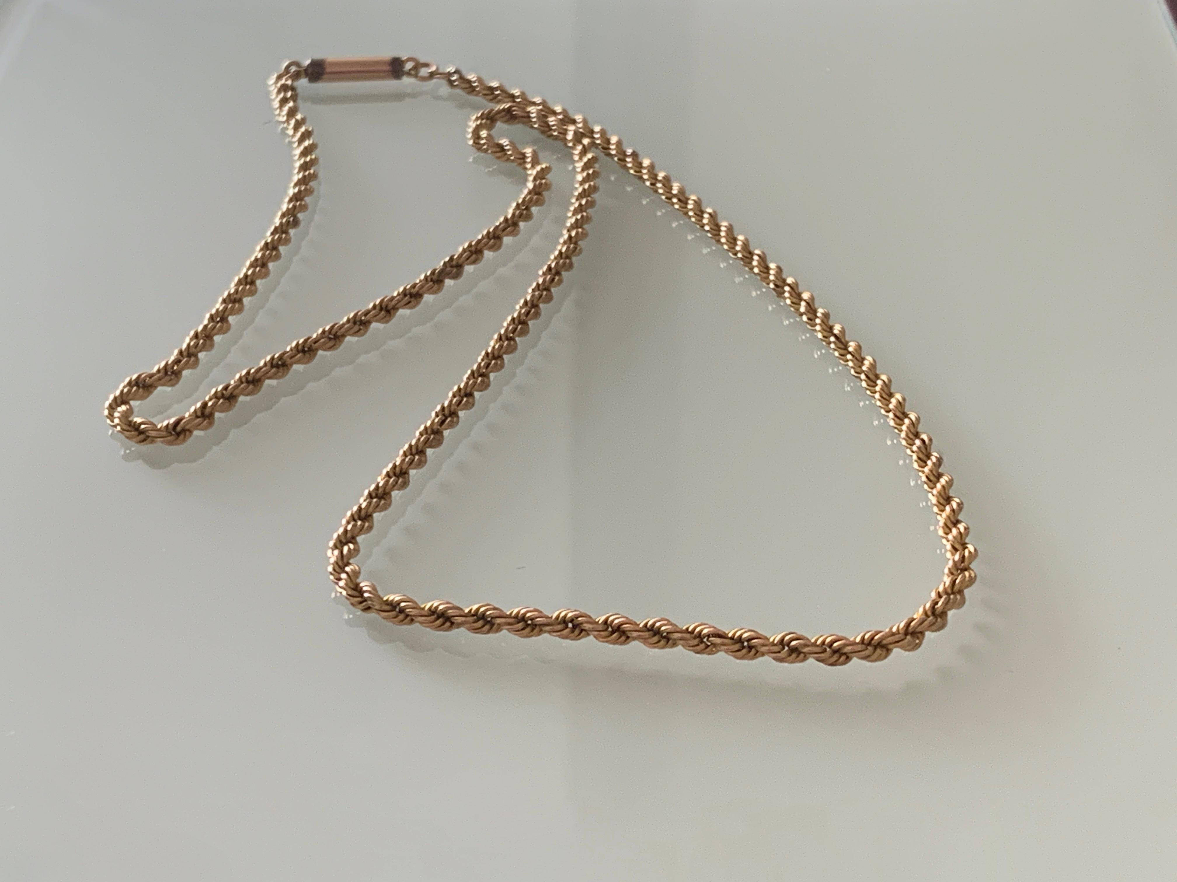 Women's 9 Carat Gold Victorian Rope Chain For Sale