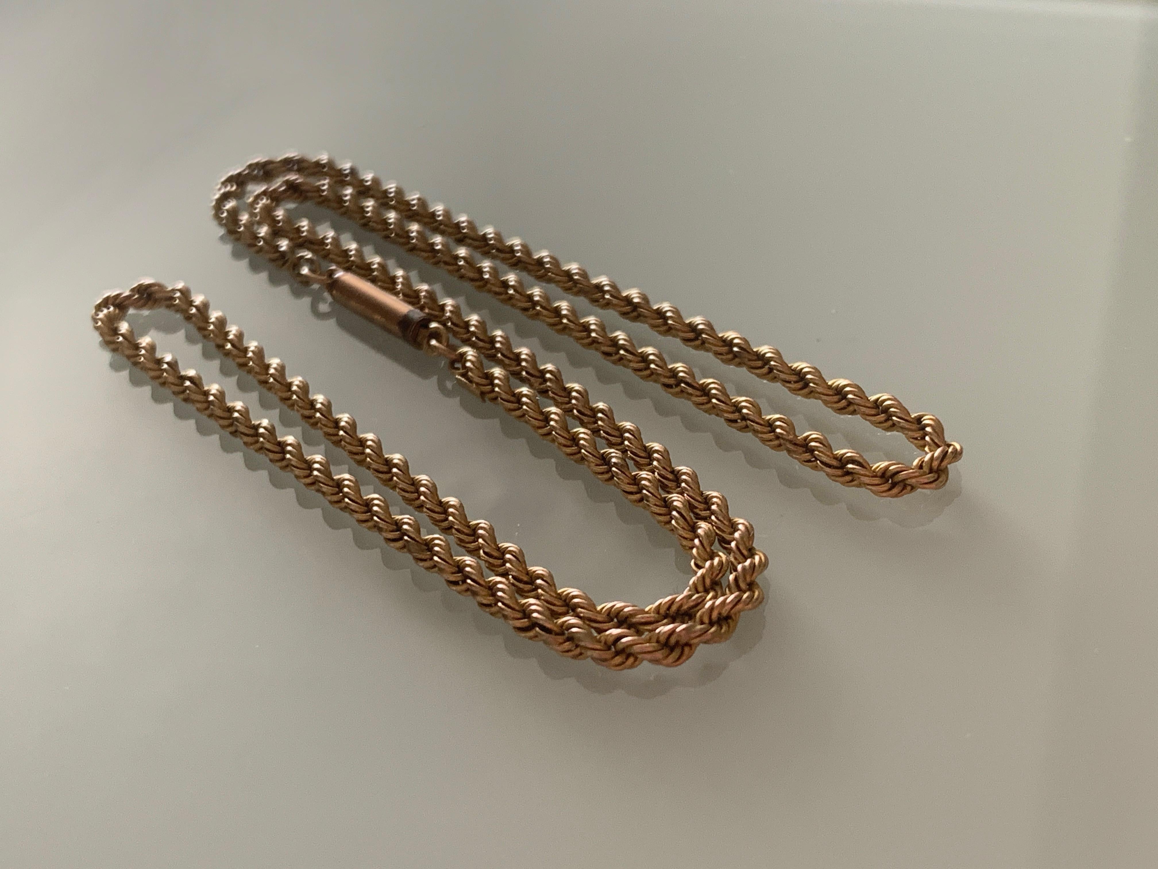 9 Carat Gold Victorian Rope Chain For Sale 3