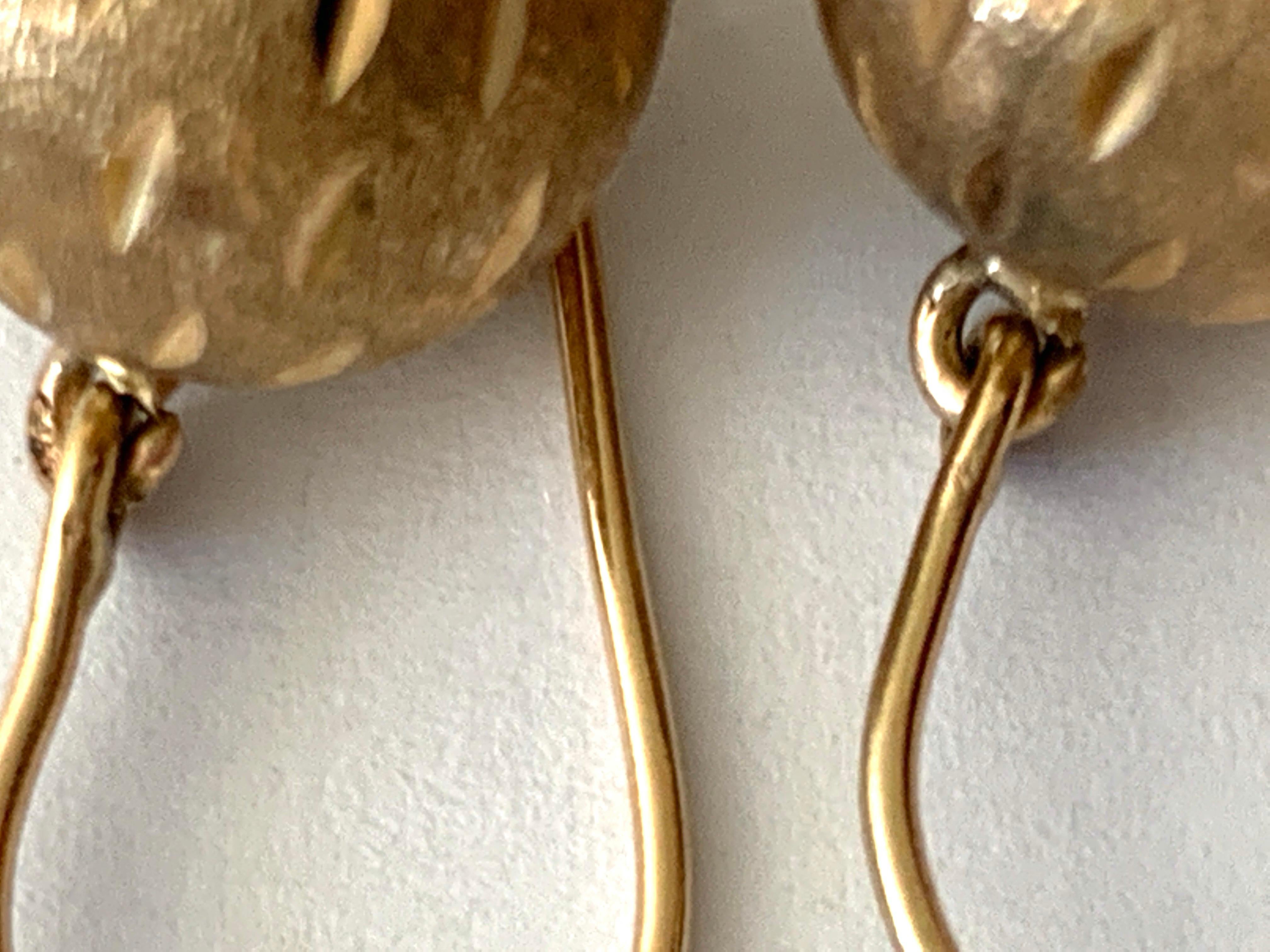9ct Gold Vintage Ball Ball Earrings For Sale 1