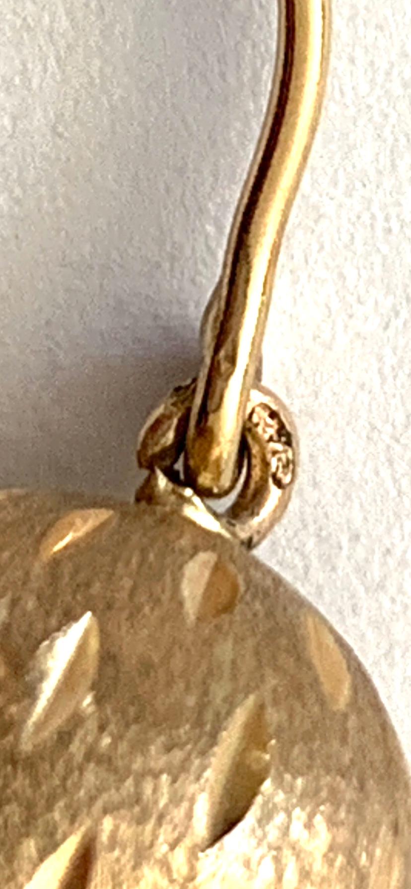 9ct Gold Vintage Ball Ball Earrings For Sale 4
