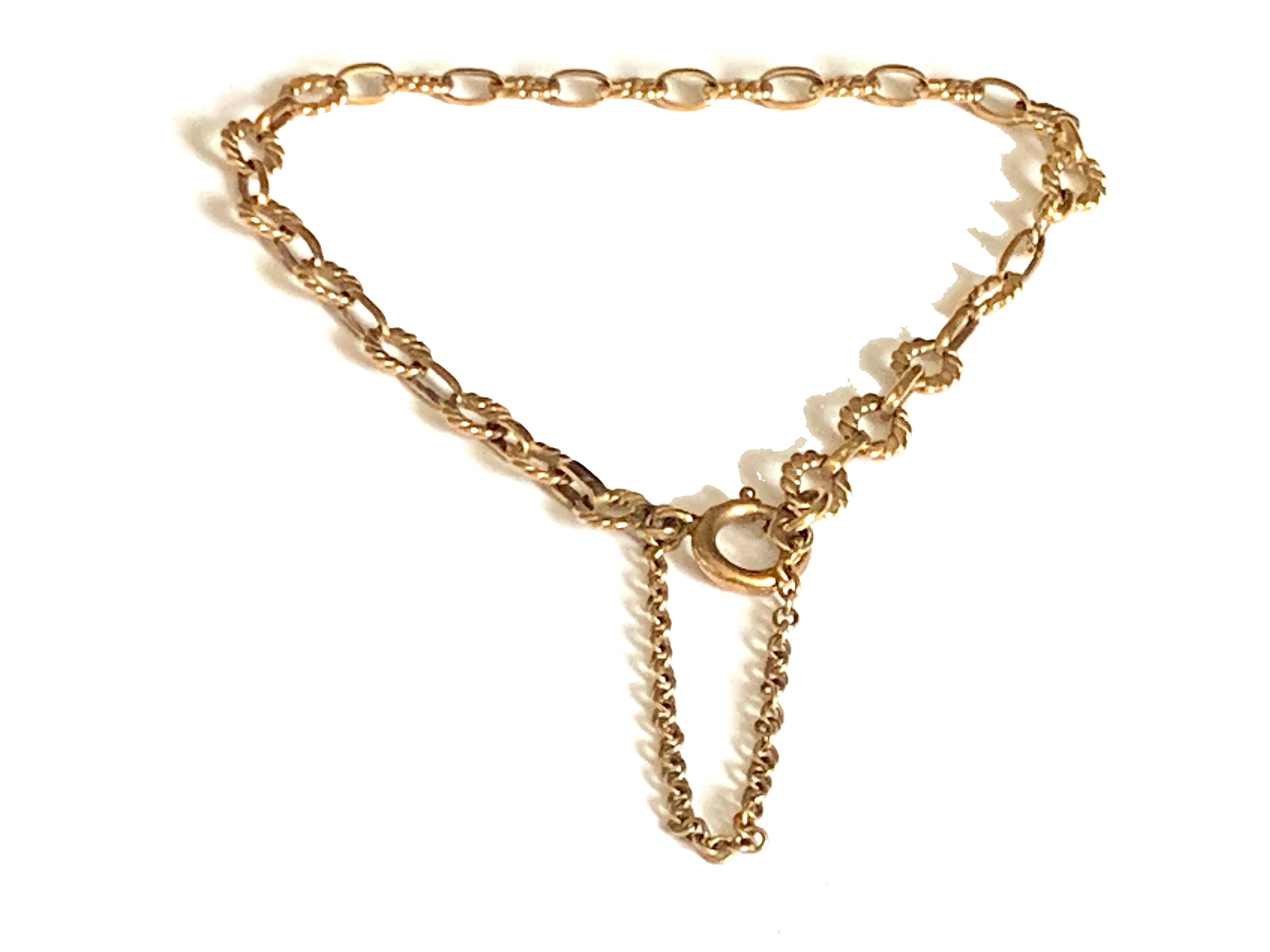 Vintage 
9ct Gold Bracelet with Safety Chain 

Circa 1960s
Hallmarks present 
Length 7 Inches 
Max. Wrist Fit 6.75