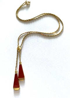 9ct Gold Vintage Choker necklace with carnelian inserts