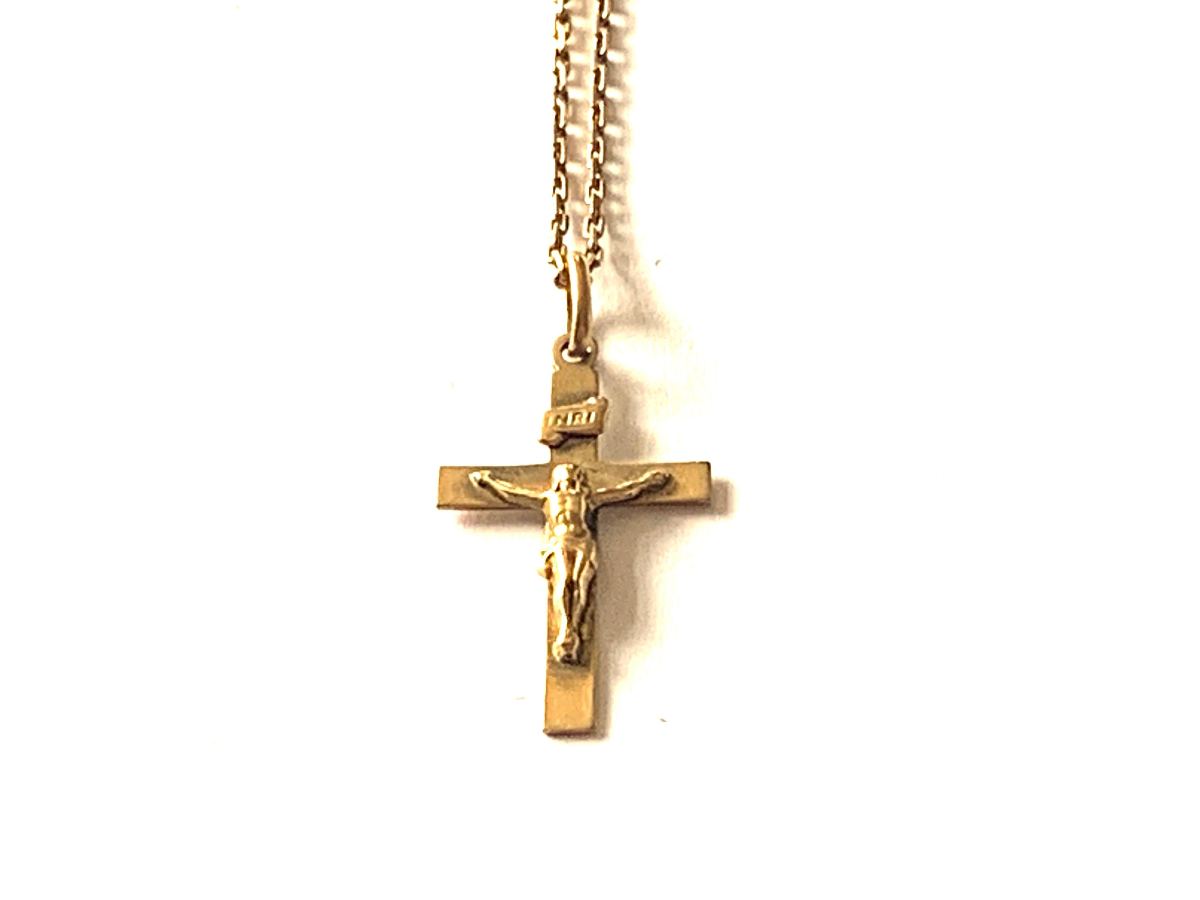 9 Karat Gold Vintage-Kreuzfix auf 9 Karat Goldkette (Viktorianisch)
