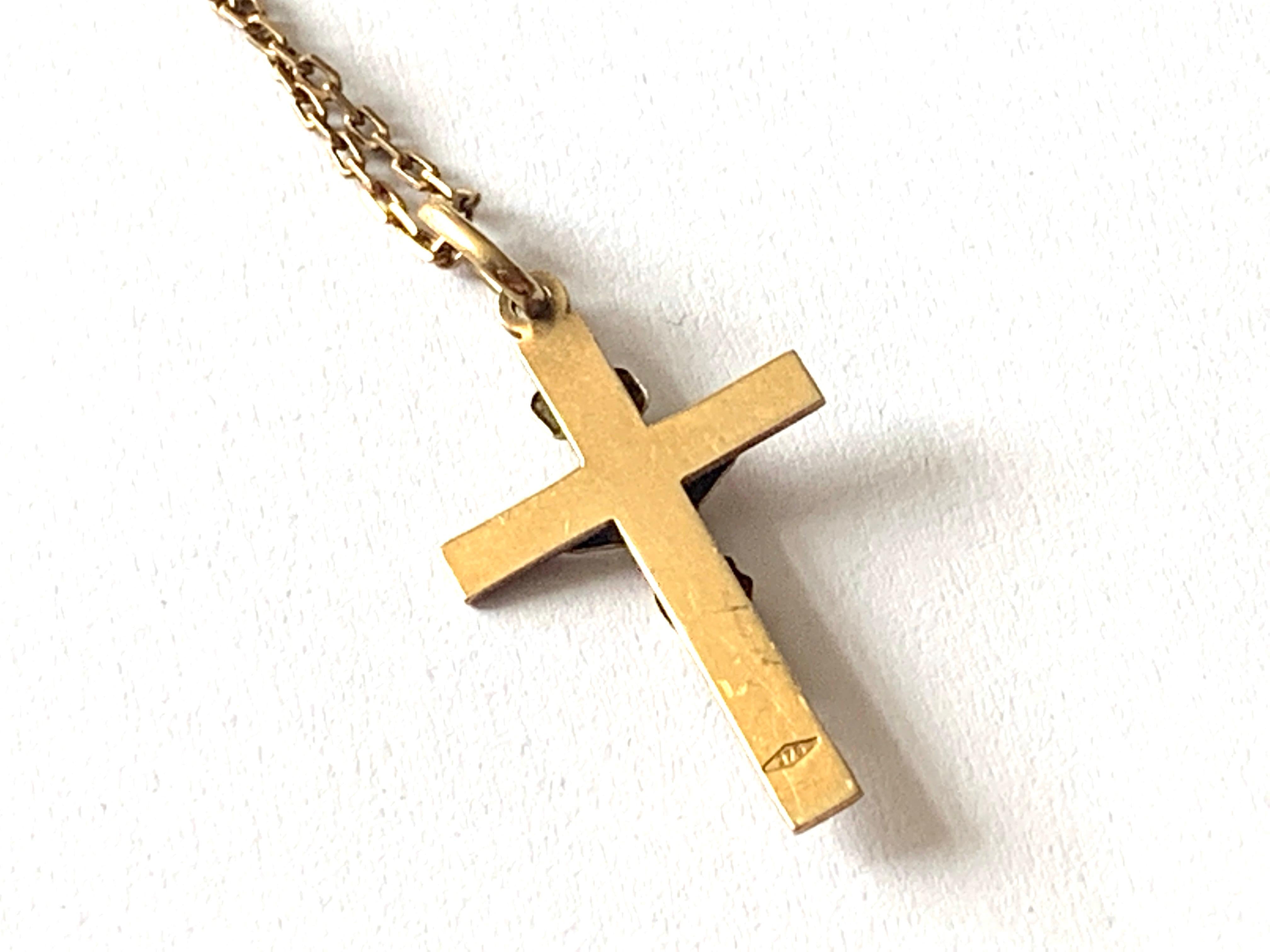 9 Karat Gold Vintage-Kreuzfix auf 9 Karat Goldkette 4