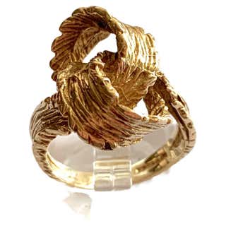 Diamond Ribbon Gold Ring at 1stDibs