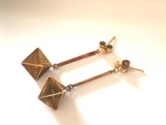 Rare Gold Geometric Earrings early 20th Century