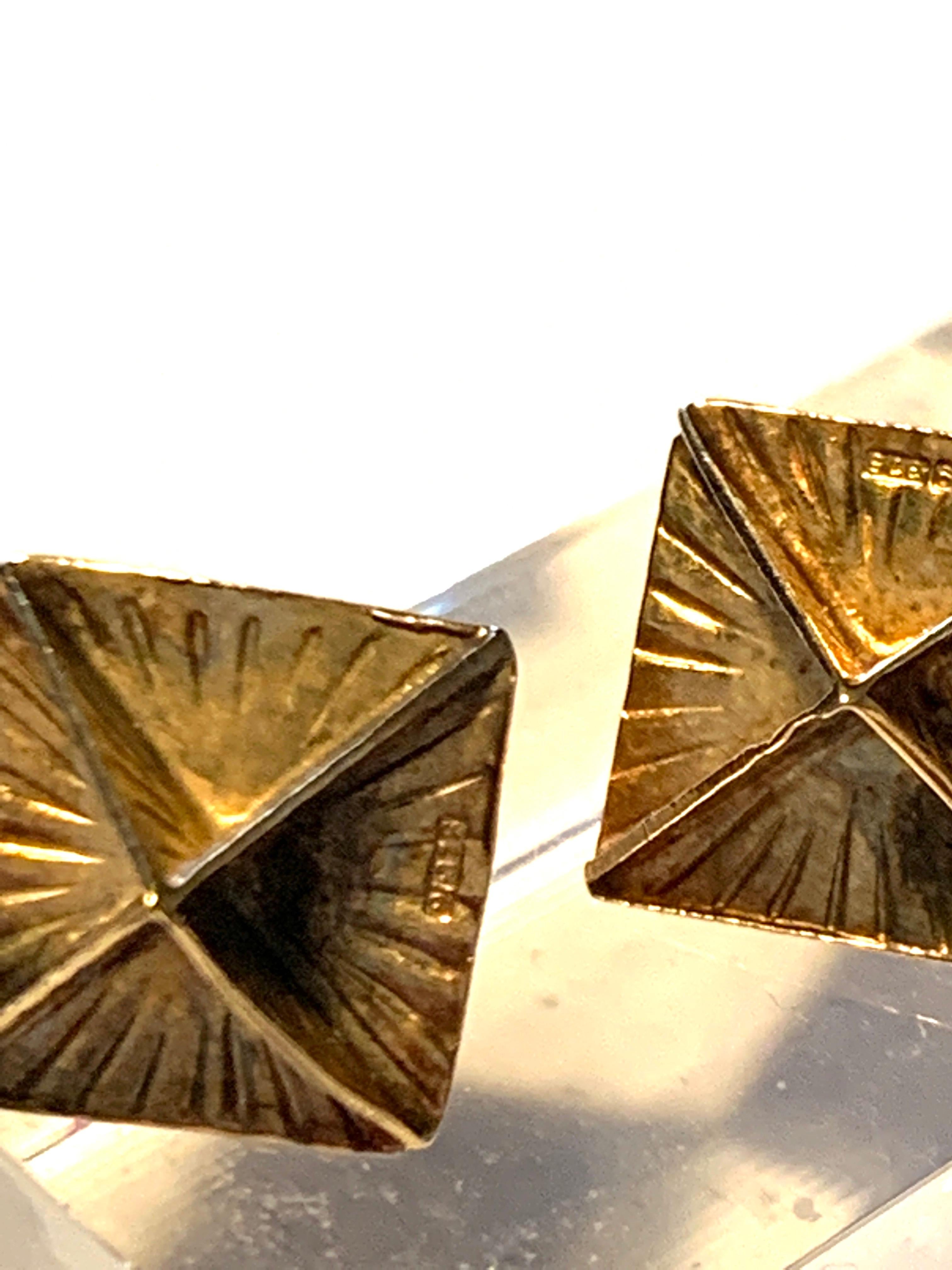 Rare Boucles d'oreilles géométriques en or début 20ème siècle Pour femmes en vente