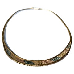 9ct Gold Vintage Trio Color Front Section 16" Necklace