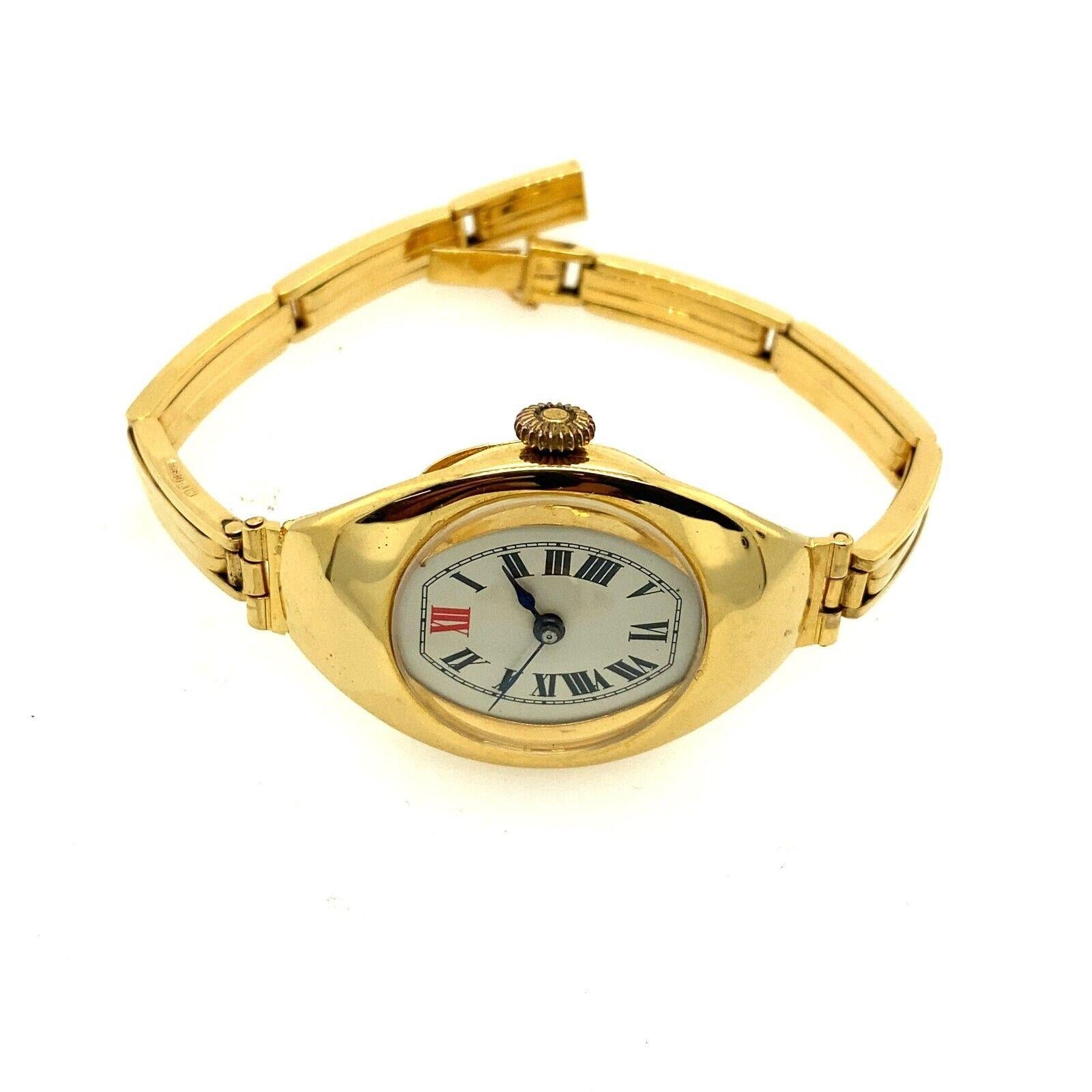 Stretchy bracelet, that can fit any wrist.

Additional Information:
Case Size: 38mm x 24.90mm
Case Thickness: 35mm
Case Material: 9ct Gold
Strap Width: 4mm
Lug Width: 40mm
Water Resistance: Not Water Resistant
Total Weight: 15.3g
Length: 7