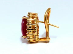 9ct Red Stone Diamond Clip Earrings Halo 14 Karat