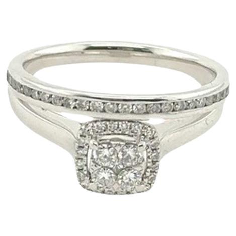 9ct Matching Bridal Set with Cushion Halo Diamond Cluster & Channel Set Band For Sale