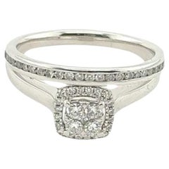 9ct Matching Bridal Set with Cushion Halo Diamond Cluster & Channel Set Band