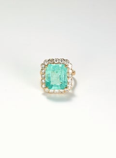 9ct+ Natural Columbia Emerald Diamond Ring