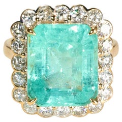 9ct+ Natural Columbia Emerald Diamond Ring