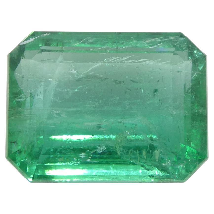 9ct Octagonal/Emerald Cut Green Emerald GIA Certified Zambia (F2)