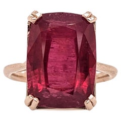 9ct Red Ruby Ring in Solid 14K Yellow Gold  Emerald cut 14x10  Solitaire Ring
