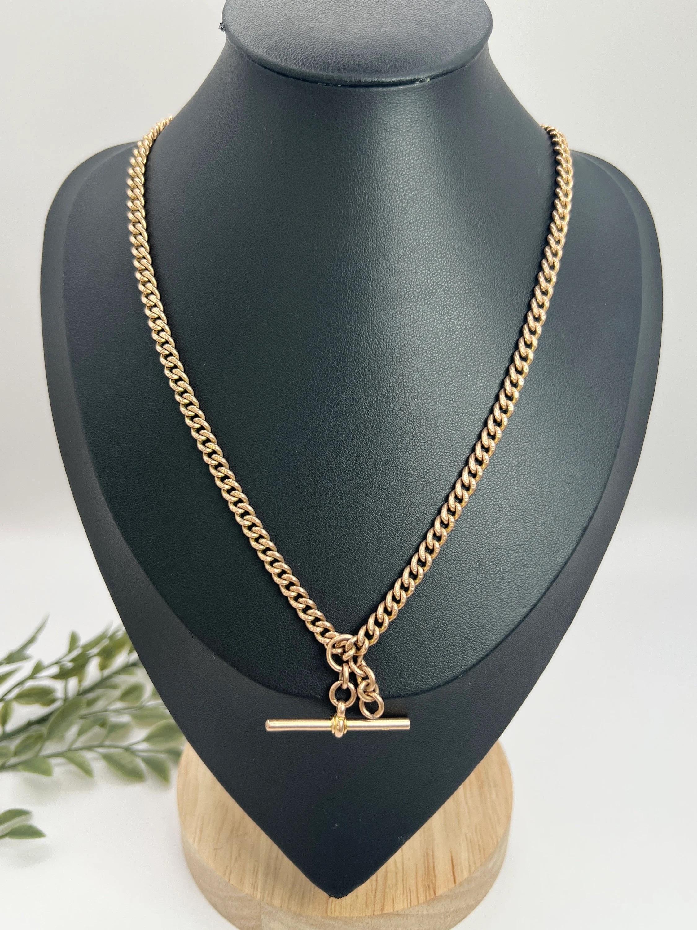 Catena Albert Link in oro rosa 9ct, 16 1/4 di pollice, Birmingham Hallmarked 1920 in vendita 7