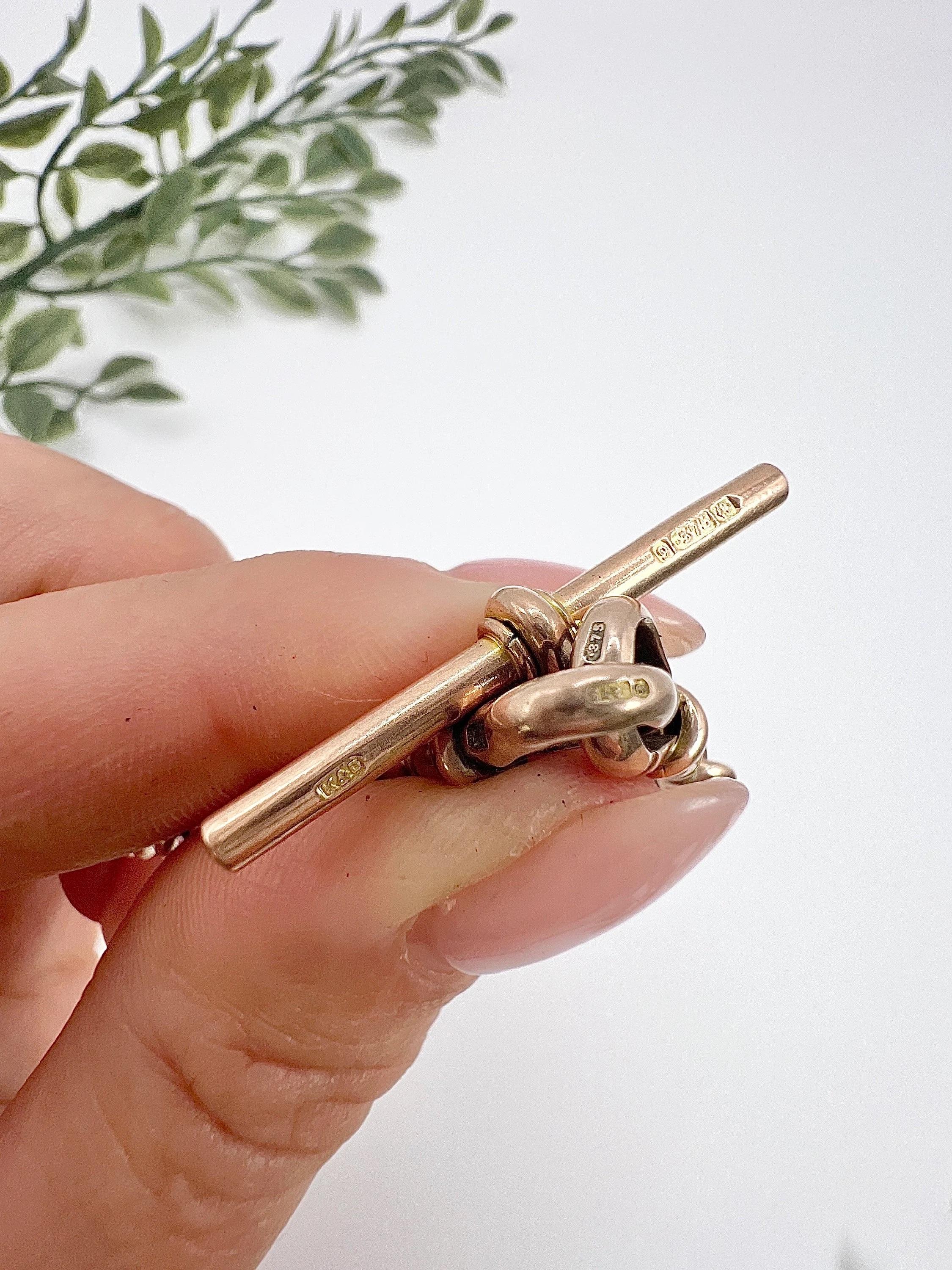 Catena Albert Link in oro rosa 9ct, 16 1/4 di pollice, Birmingham Hallmarked 1920 in vendita 2