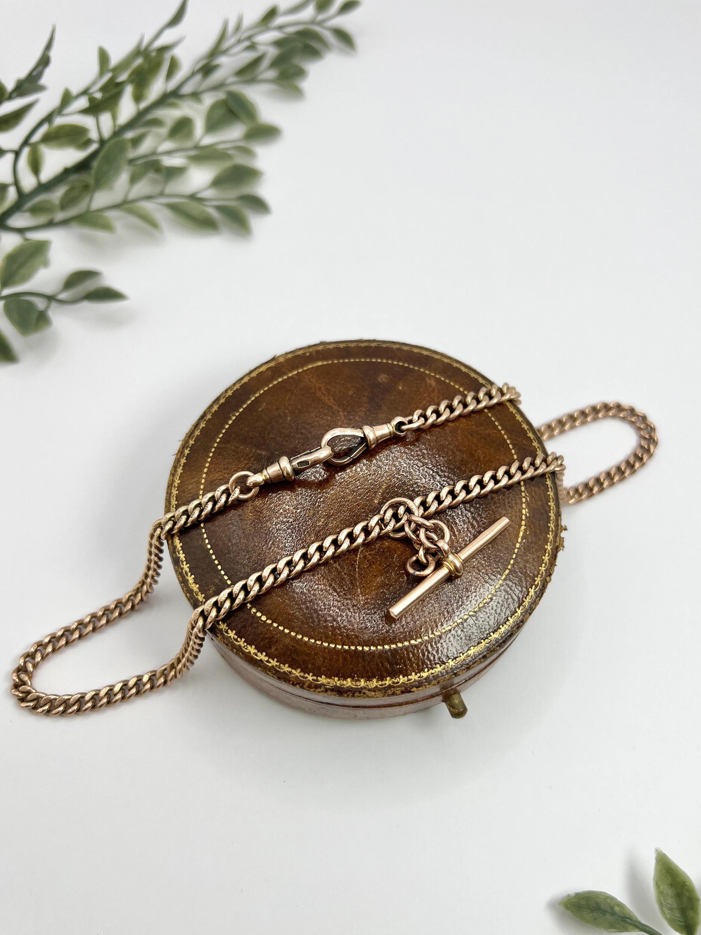 Catena Albert Link in oro rosa 9ct, 16 1/4 di pollice, Birmingham Hallmarked 1920 in vendita 3