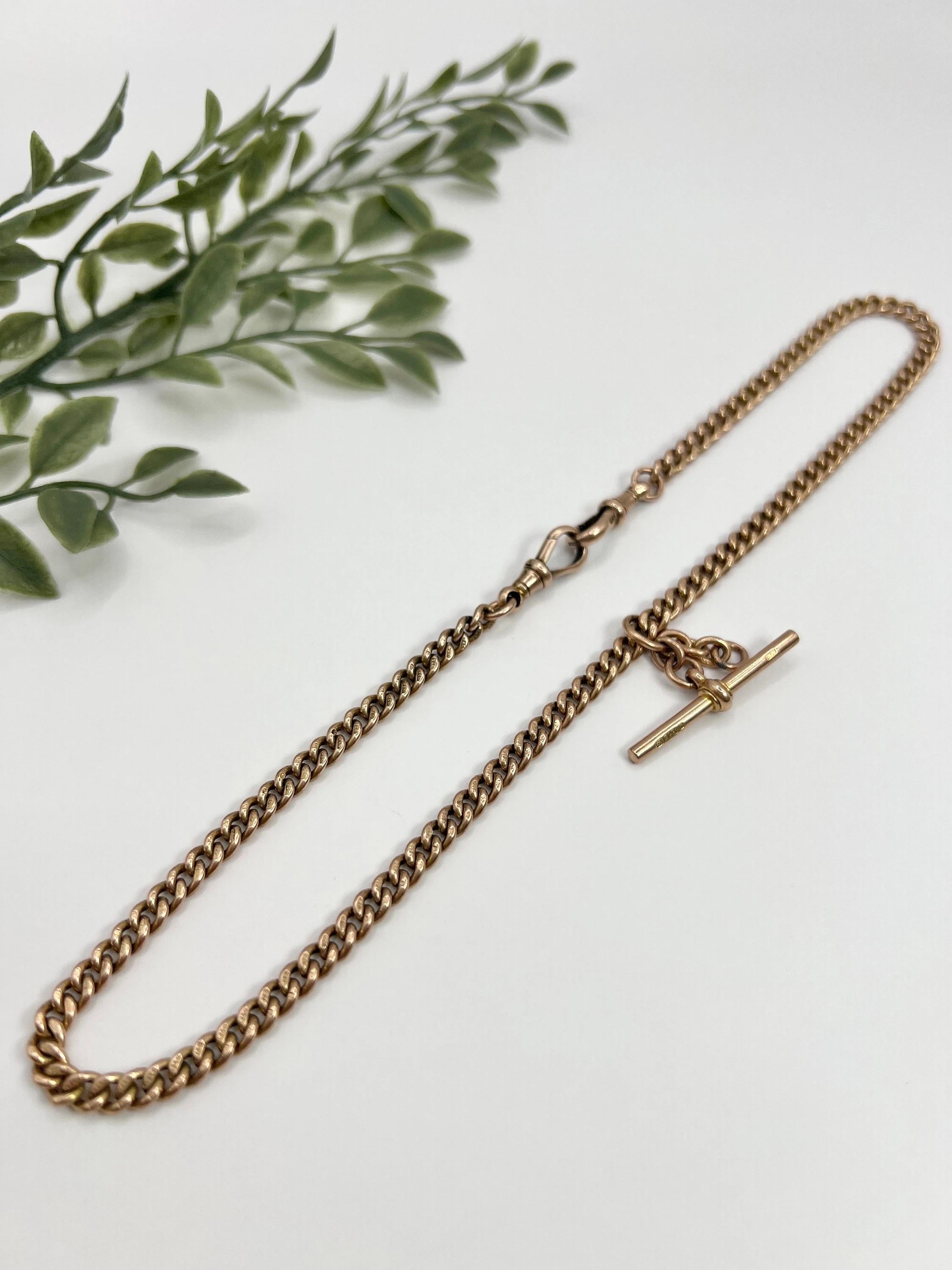 Catena Albert Link in oro rosa 9ct, 16 1/4 di pollice, Birmingham Hallmarked 1920 in vendita 4