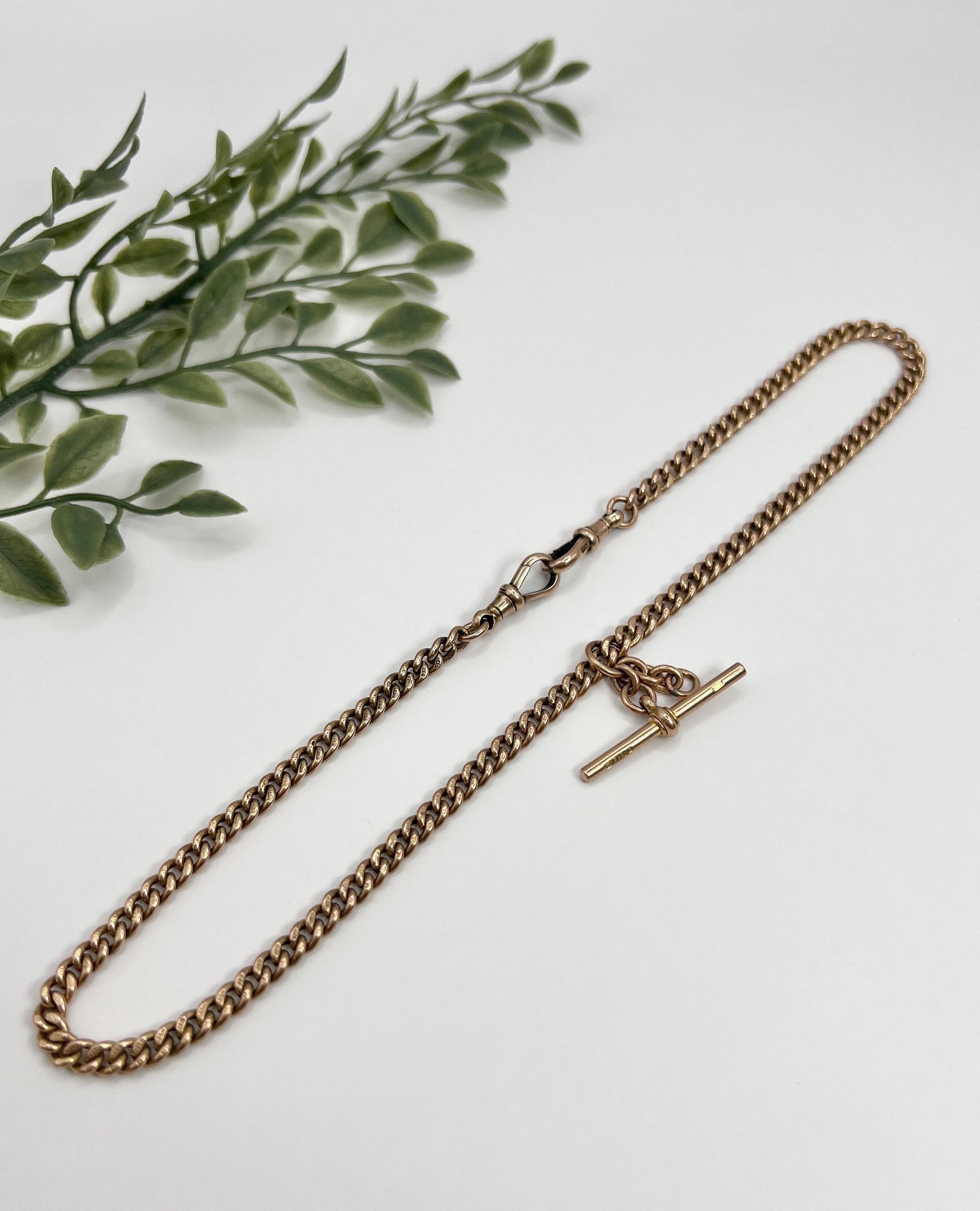 Catena Albert Link in oro rosa 9ct, 16 1/4 di pollice, Birmingham Hallmarked 1920 in vendita 5