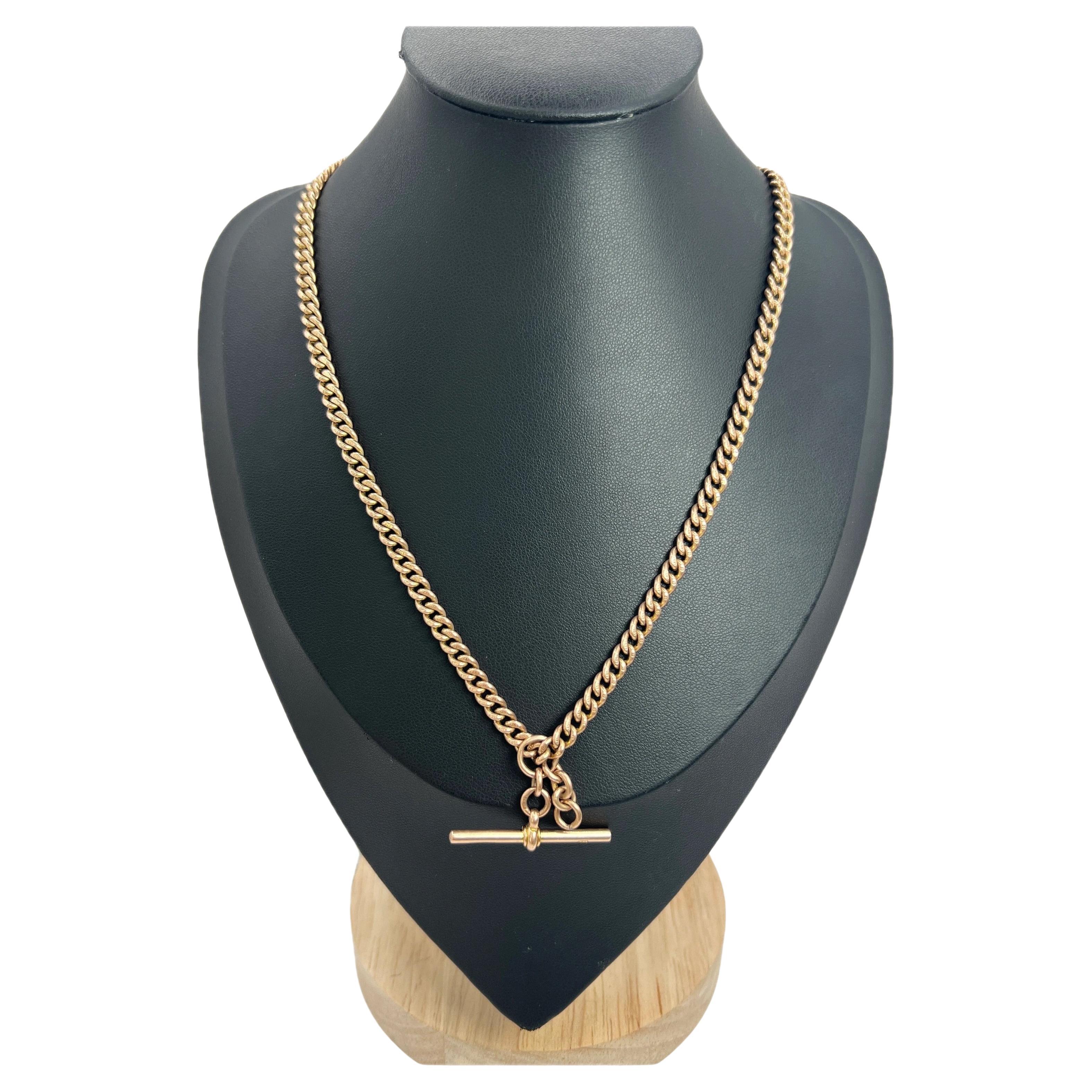9ct Rose Gold, 16 1/4 Inch Curb Link Albert Chain, Birmingham Hallmarked 1920