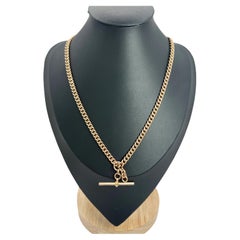 Antique 9ct Rose Gold, 16 1/4 Inch Curb Link Albert Chain, Birmingham Hallmarked 1920