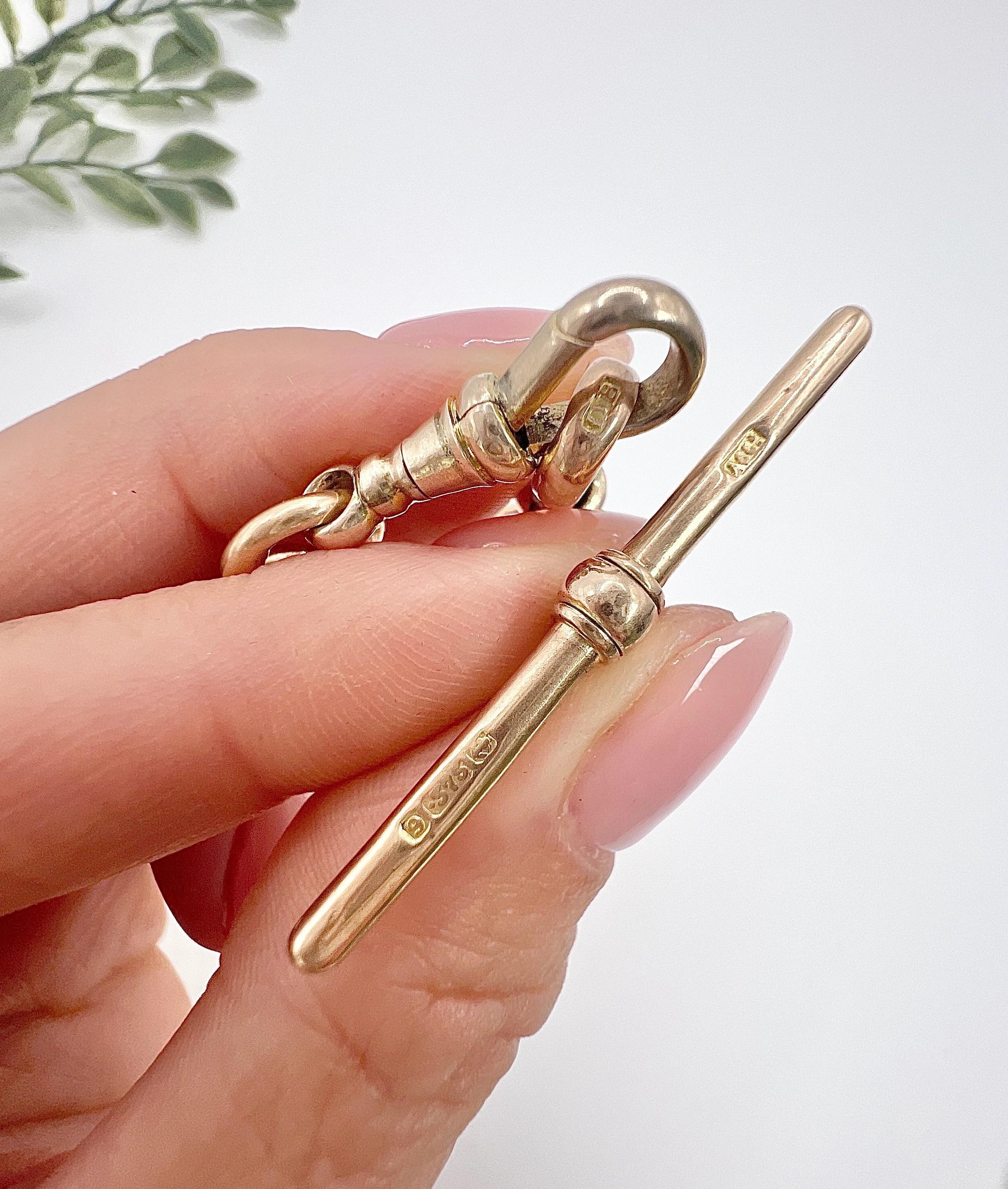 Women's or Men's 9ct Rose Gold 18 Inch Fancy Edwardian Trombone Fetter Link Albert Chain Necklace