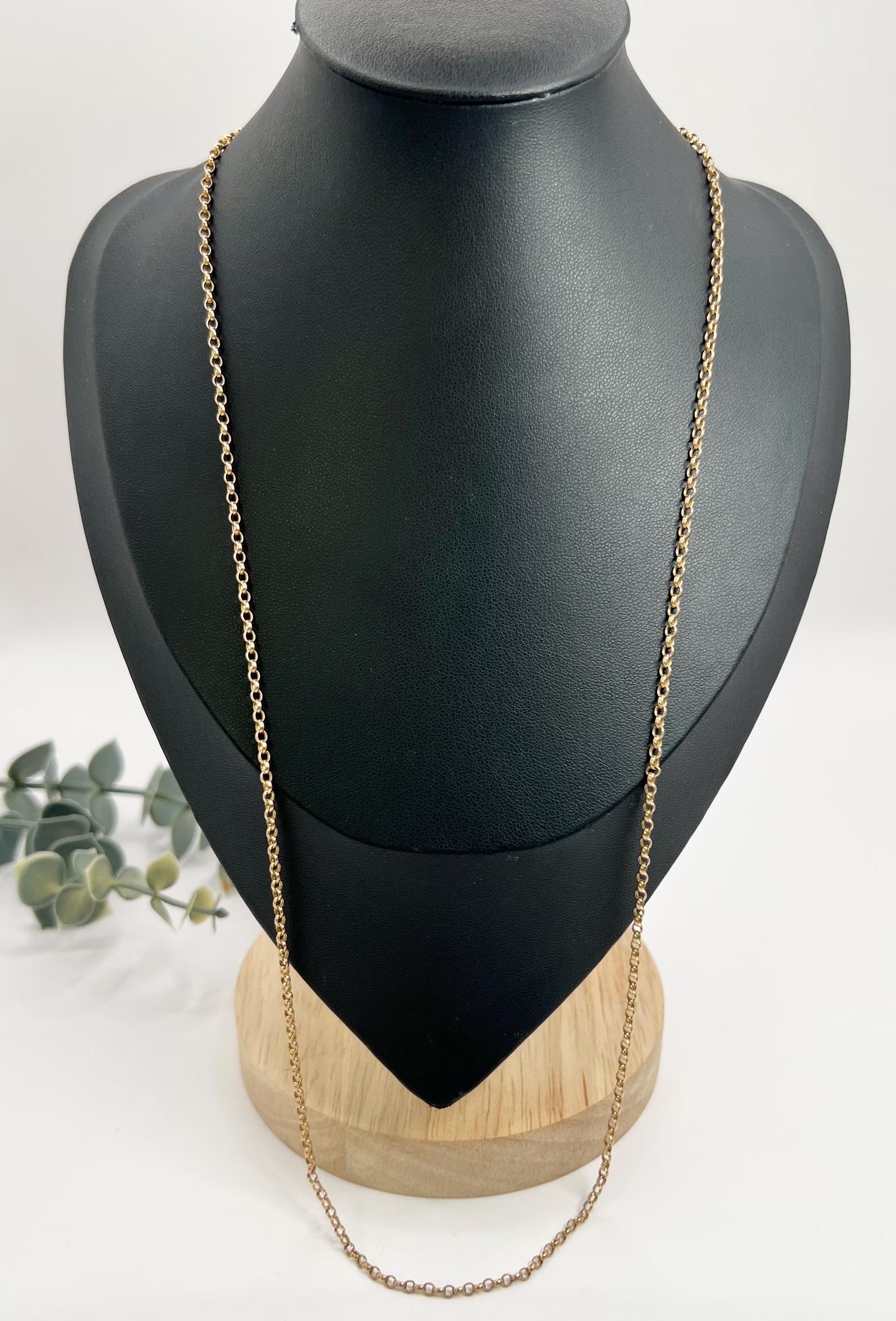 da uomo o donna Catena Belcher rotonda edoardiana in oro rosa 9ct da 25 1/4 di pollice con chiusura ad anello con bullone in vendita