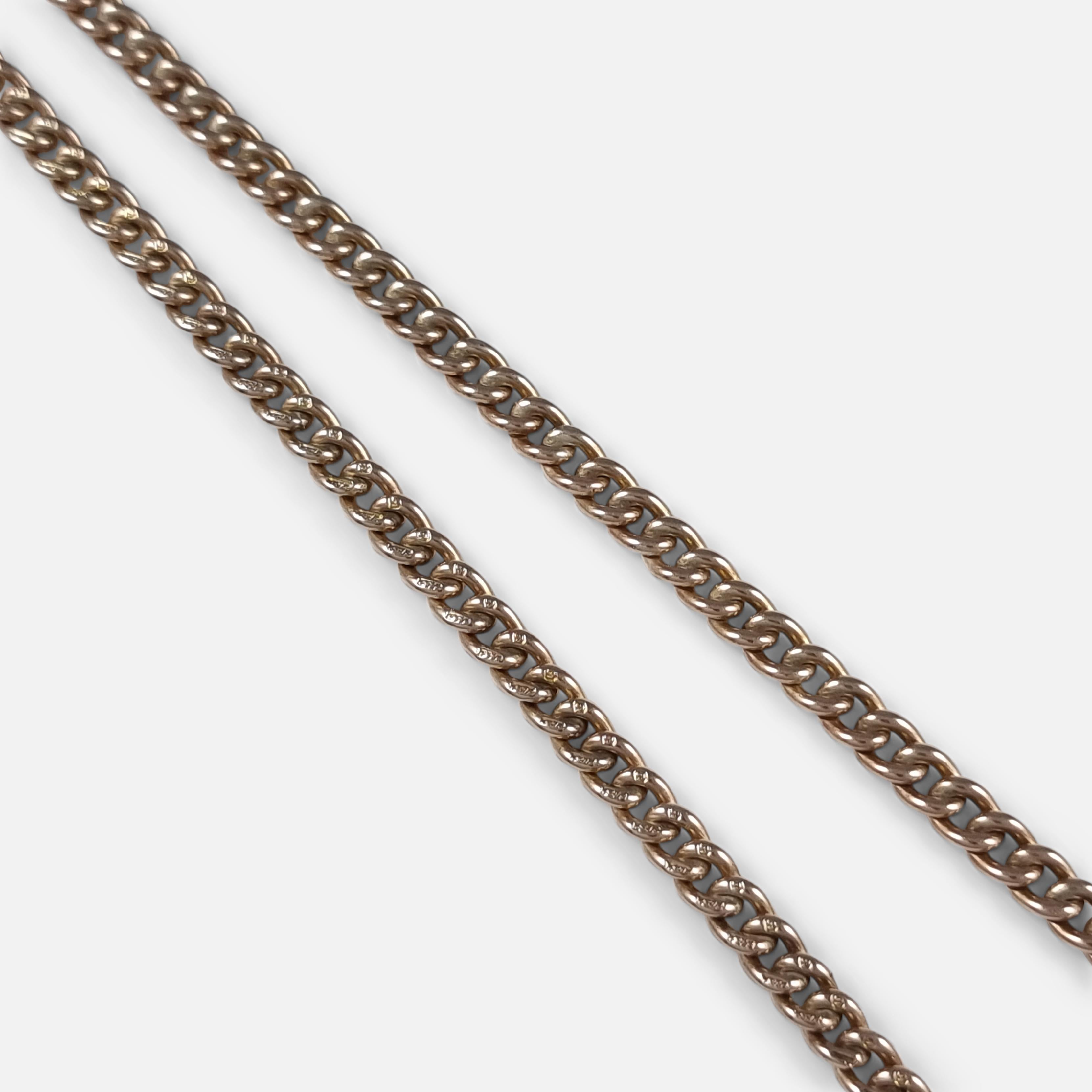 9ct Rose Gold Albert Watch Chain, 1904, 30.4g In Good Condition In Glasgow, GB