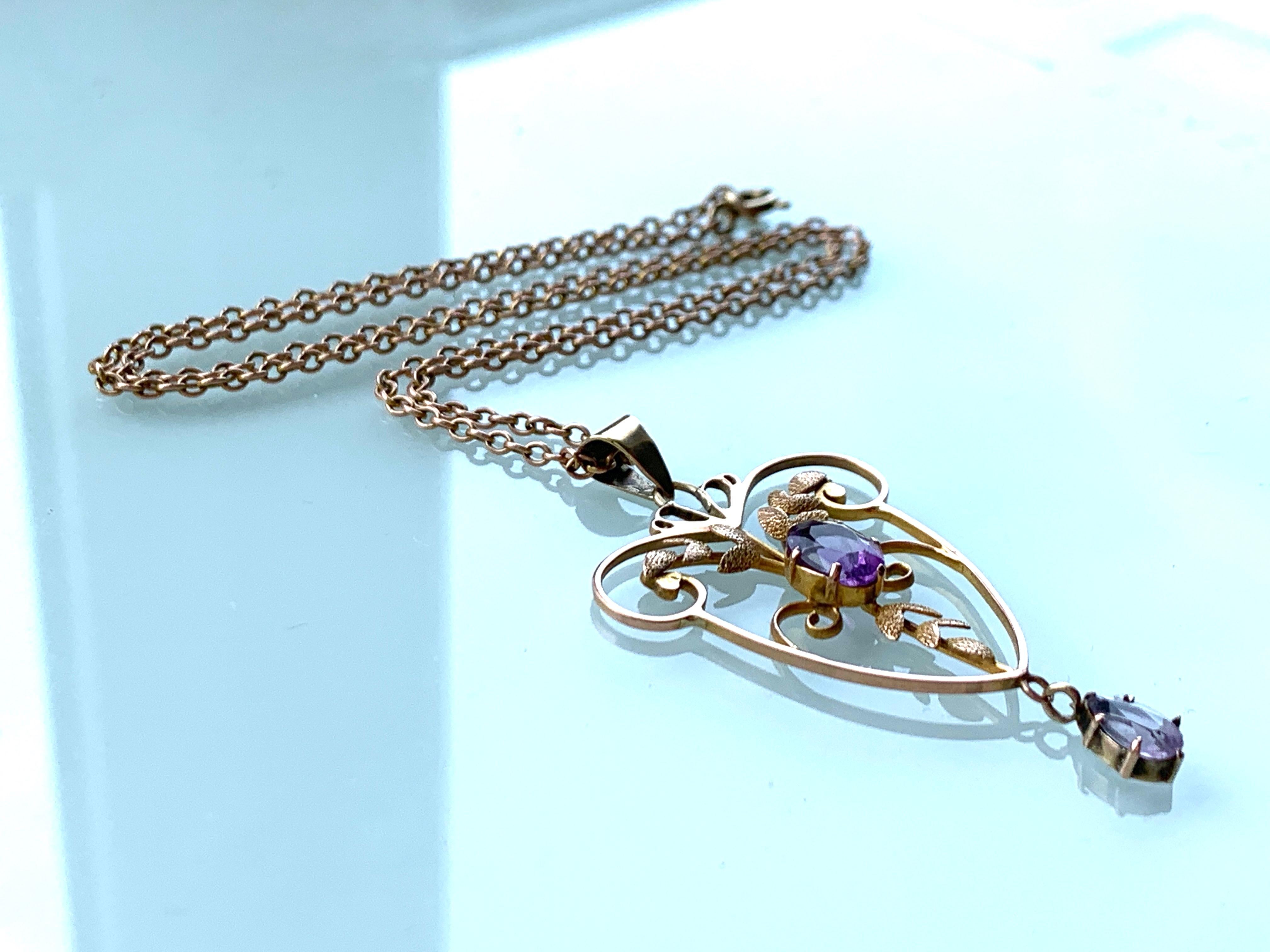 9ct Rose Gold Antike Halskette (Ovalschliff) im Angebot